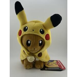 Official Authentic Pokemon Center Eevee Wearing Pikachu Cape Plush Plushie RARE